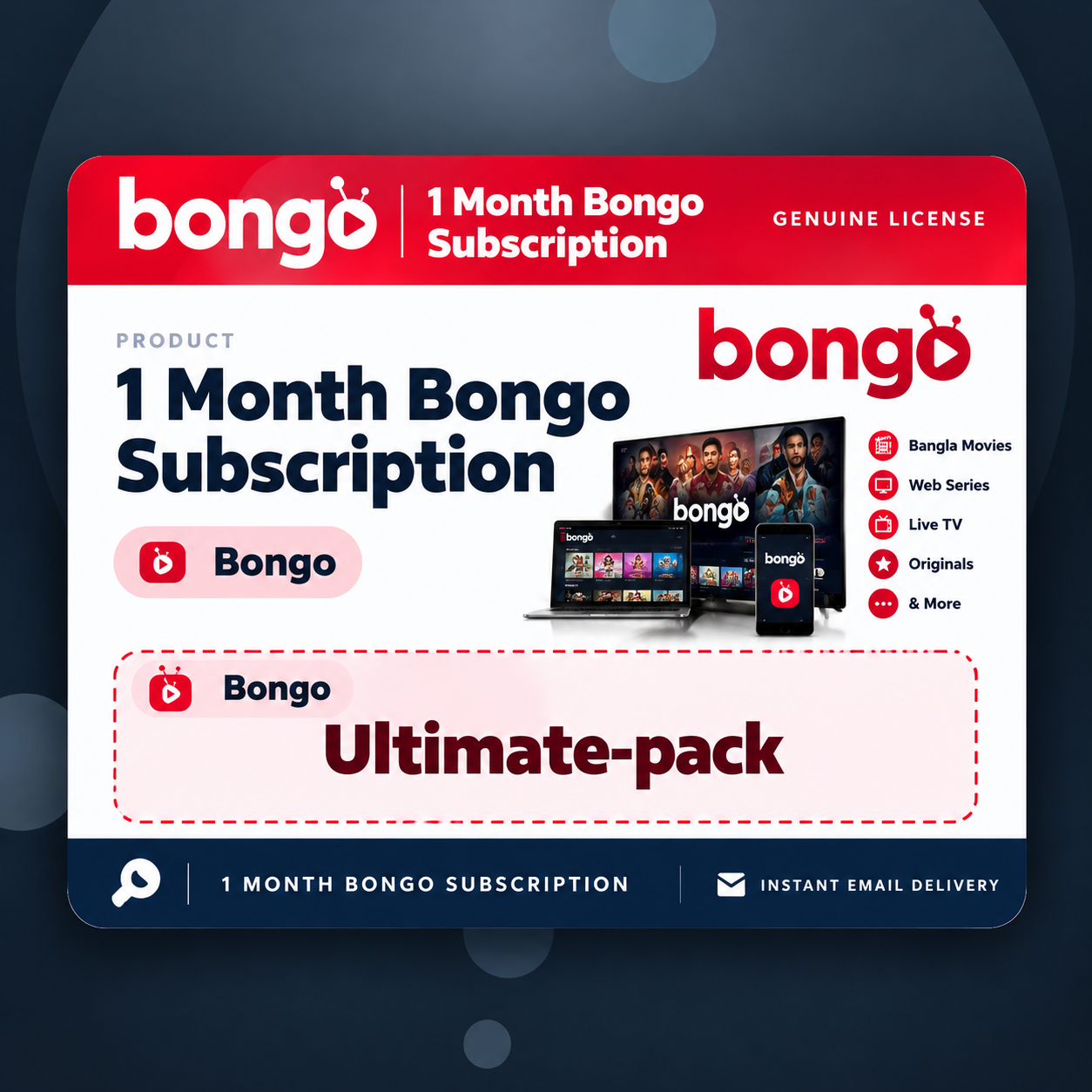 1 Month Bongo Subscription Coupon Code-Ultimate-pack (Three Devices, 1 Streams