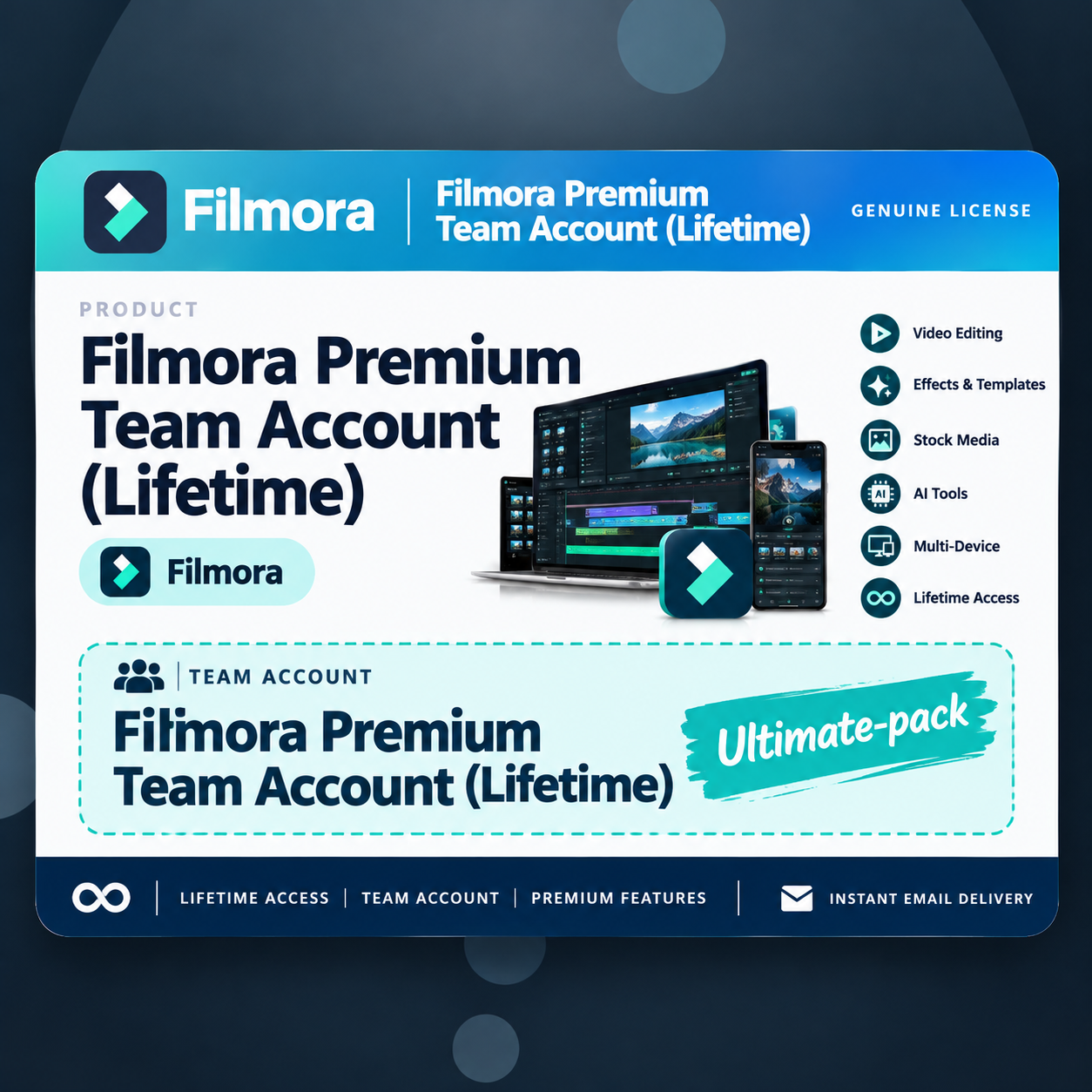 Filmora Premium Team Account (Lifetime)